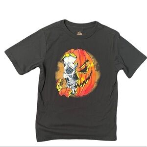 Celebrate Halloween Pumpkin short sleeve shirt black skull